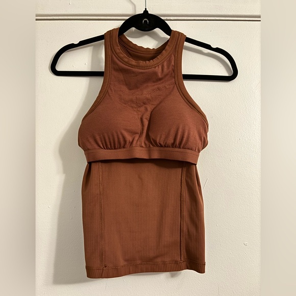 Lululemon Ribbed Nulu Racerback Yoga Tank Top Roasted Brown - Picture 5 of 6